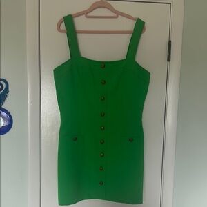 Green Sleeveless Button-Down Dress